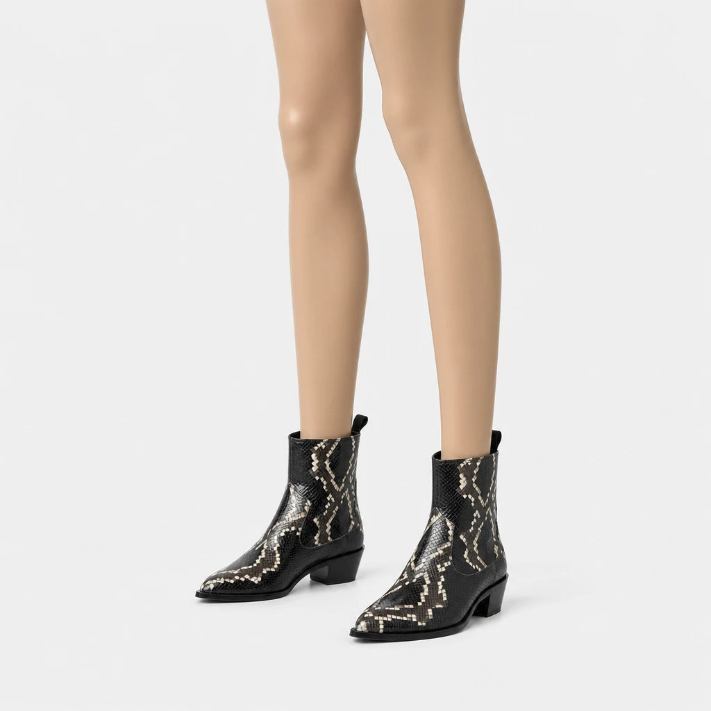 Boots Faux Leather Snakeskin Effect Pointed Toe