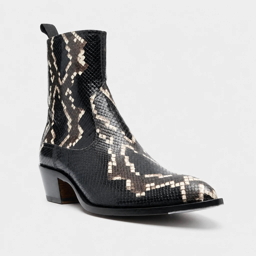 Boots Faux Leather Snakeskin Effect Pointed Toe