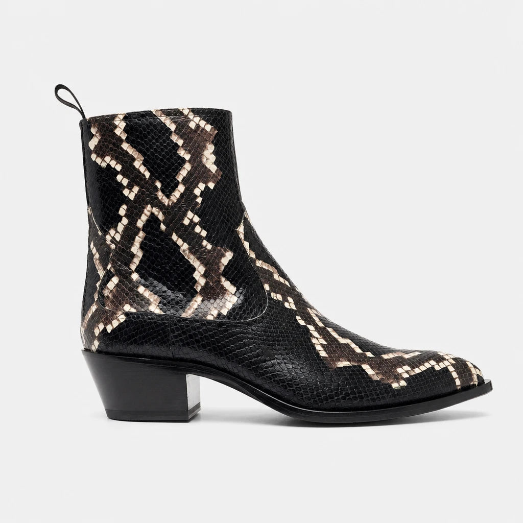 Boots Faux Leather Snakeskin Effect Pointed Toe