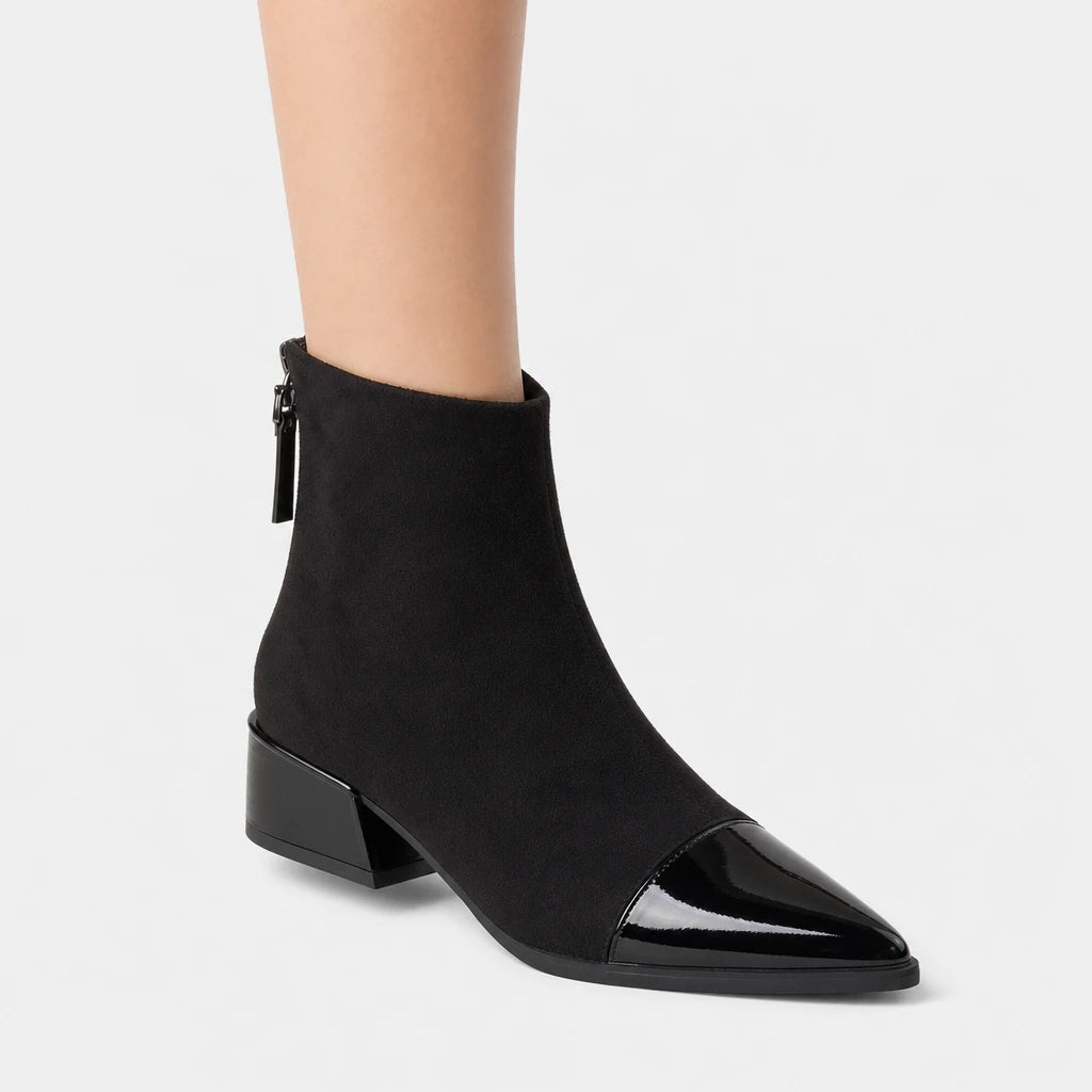 Boots Faux Suede Pointed Toe Chunky Heel