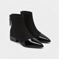 Boots Faux Suede Pointed Toe Chunky Heel