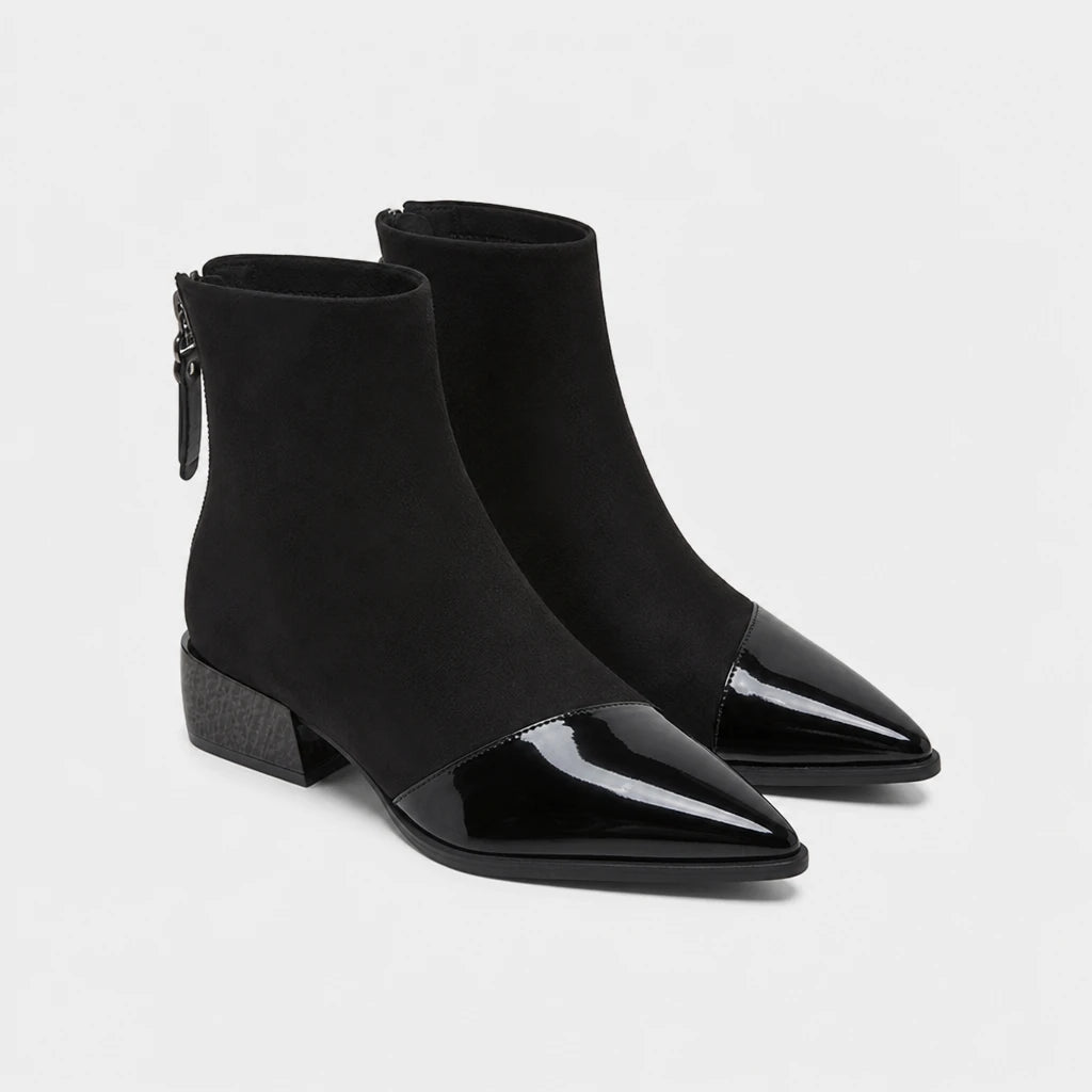 Boots Faux Suede Pointed Toe Chunky Heel