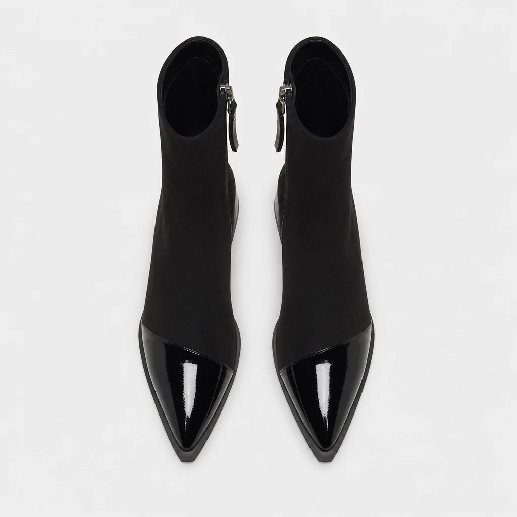 Boots Faux Suede Pointed Toe Chunky Heel