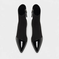 Boots Faux Suede Pointed Toe Chunky Heel