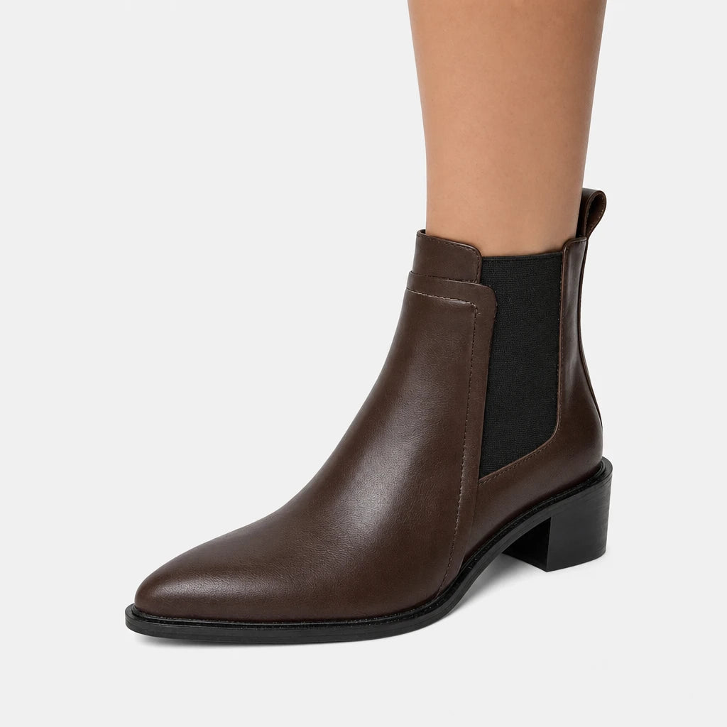 Boots Flannel Pointed Toe Block Heel