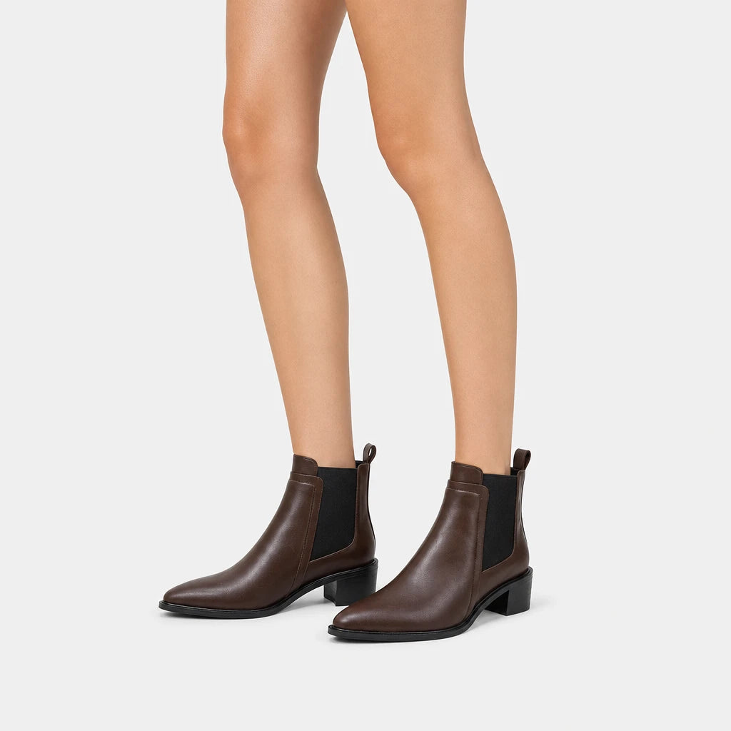 Boots Flannel Pointed Toe Block Heel