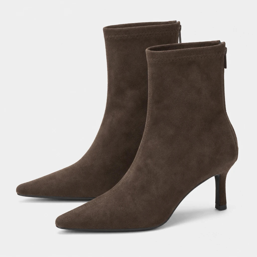 Boots Flock Pointed Toe Thin Heel