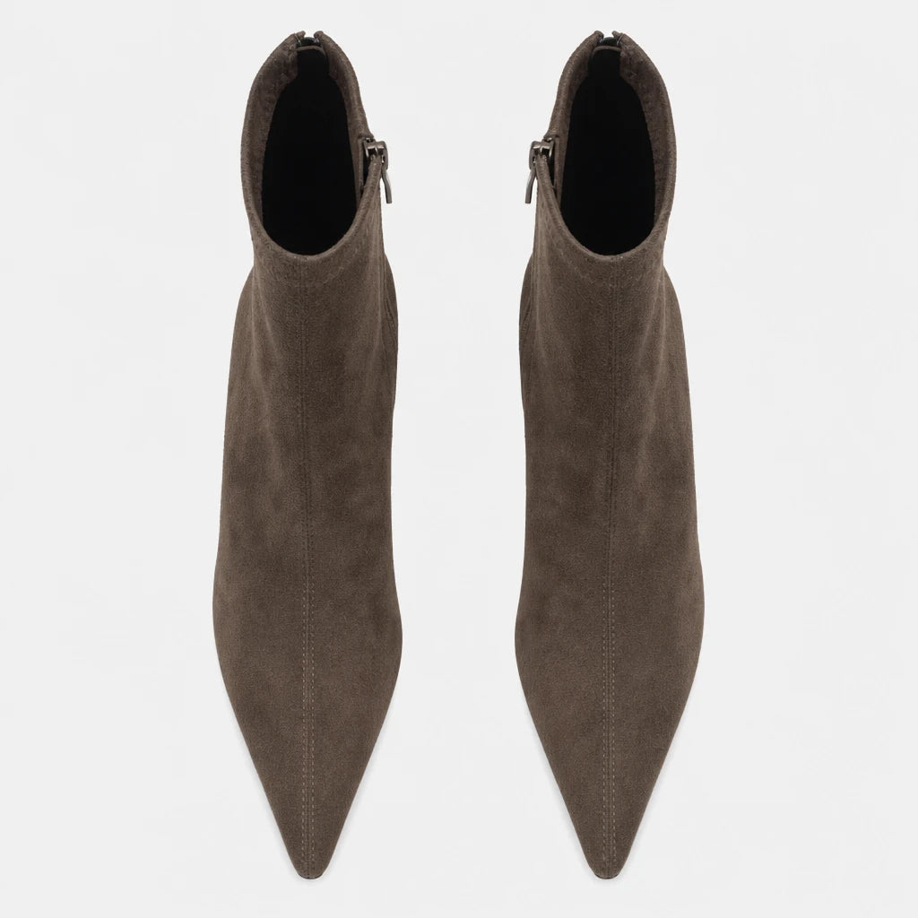 Boots Flock Pointed Toe Thin Heel