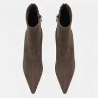 Boots Flock Pointed Toe Thin Heel