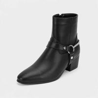 Boots Harness Chain Block Heel