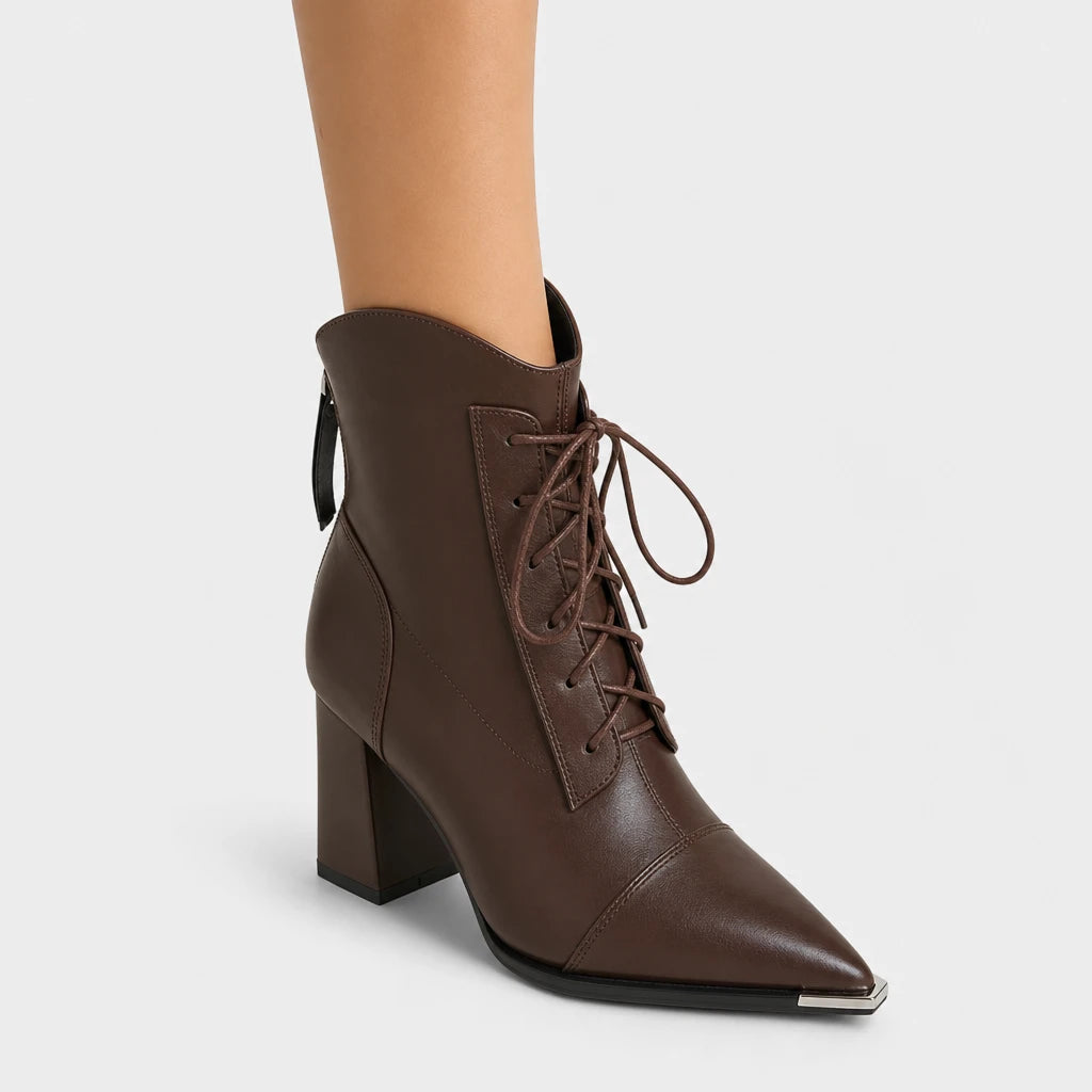 Boots Metal Pointed Toe Lace-Up