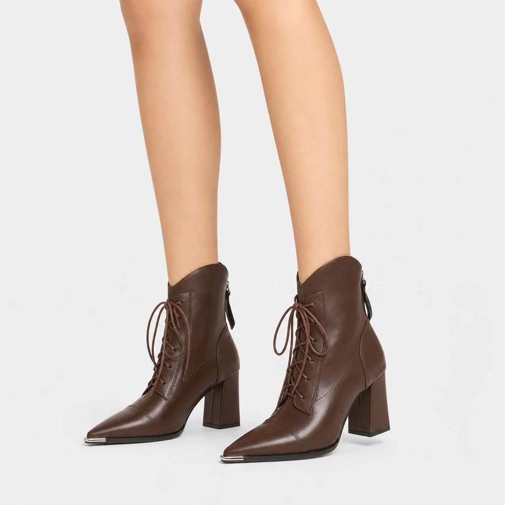 Boots Metal Pointed Toe Lace-Up