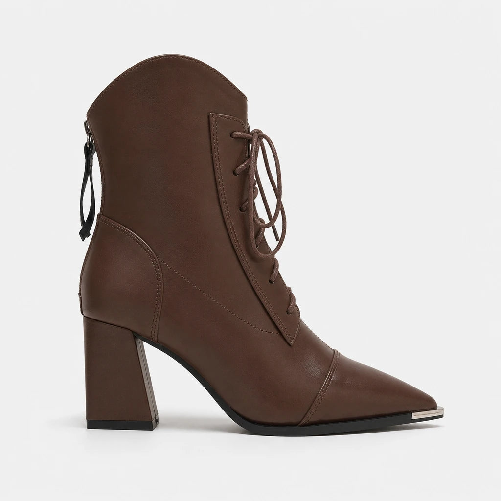 Boots Metal Pointed Toe Lace-Up