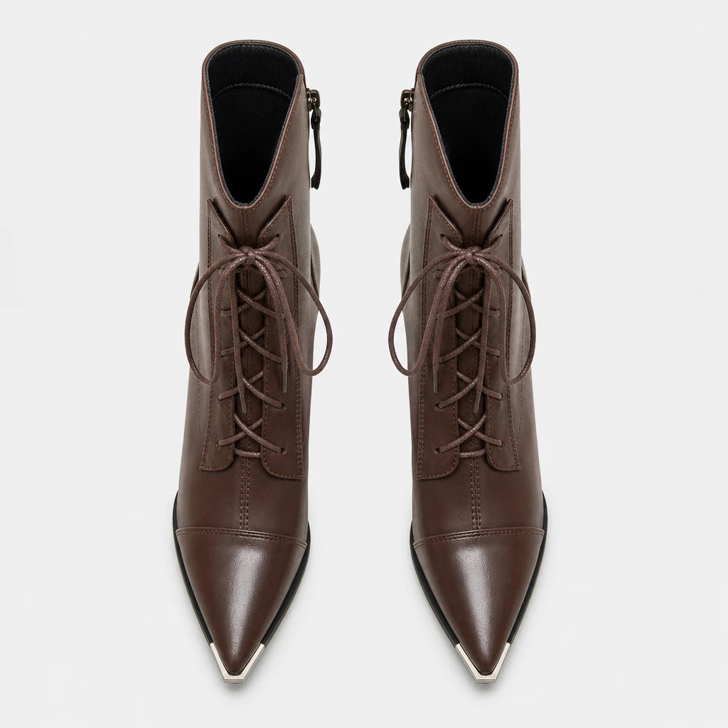 Boots Metal Pointed Toe Lace-Up