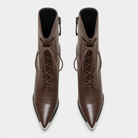 Boots Metal Pointed Toe Lace-Up