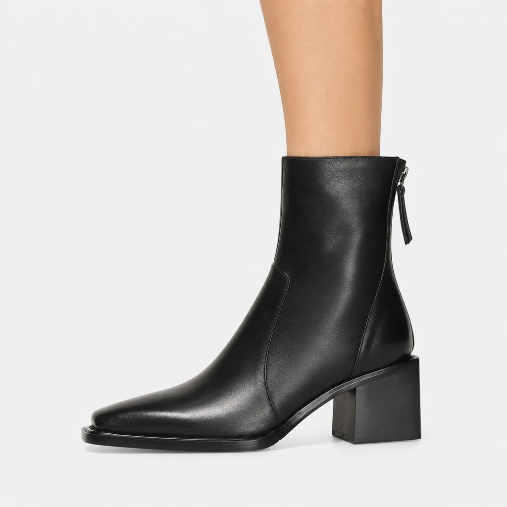 Boots Microfiber Cow Leather Square Toe