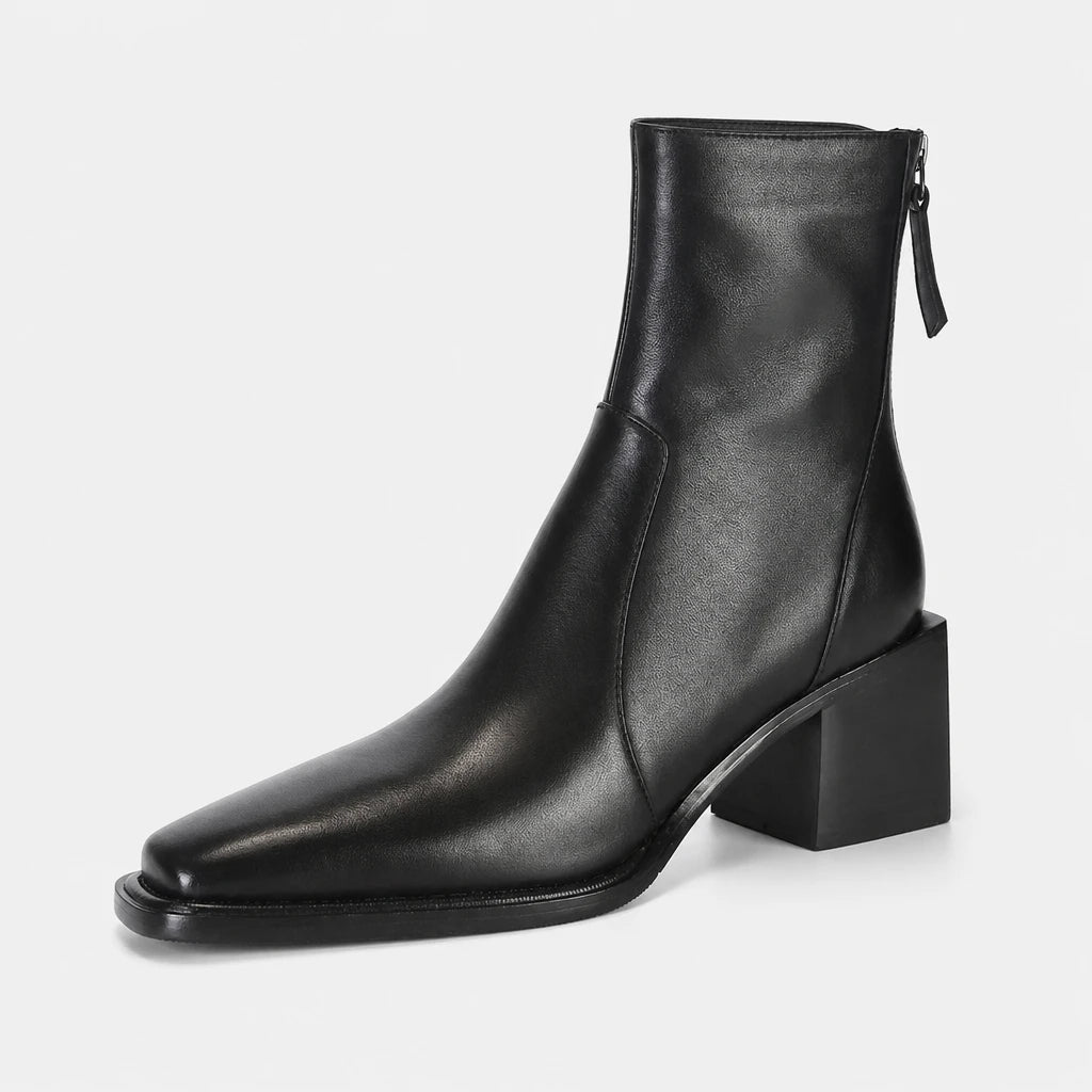 Boots Microfiber Cow Leather Square Toe