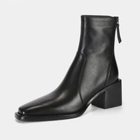 Boots Microfiber Cow Leather Square Toe