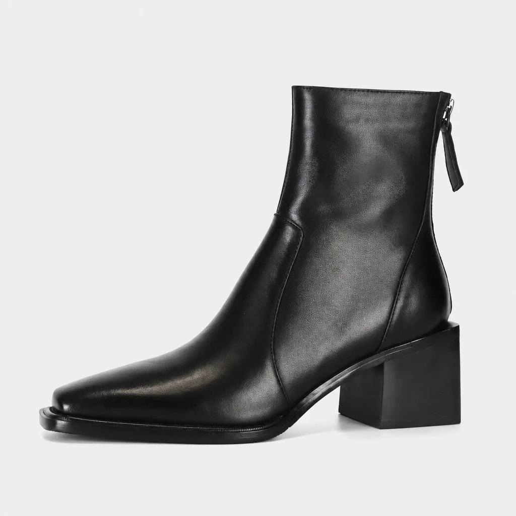 Boots Microfiber Cow Leather Square Toe
