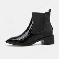Boots Patent Croc Embossed Block Heel