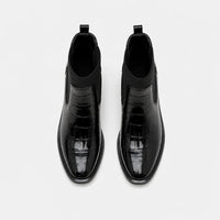 Boots Patent Croc Embossed Block Heel