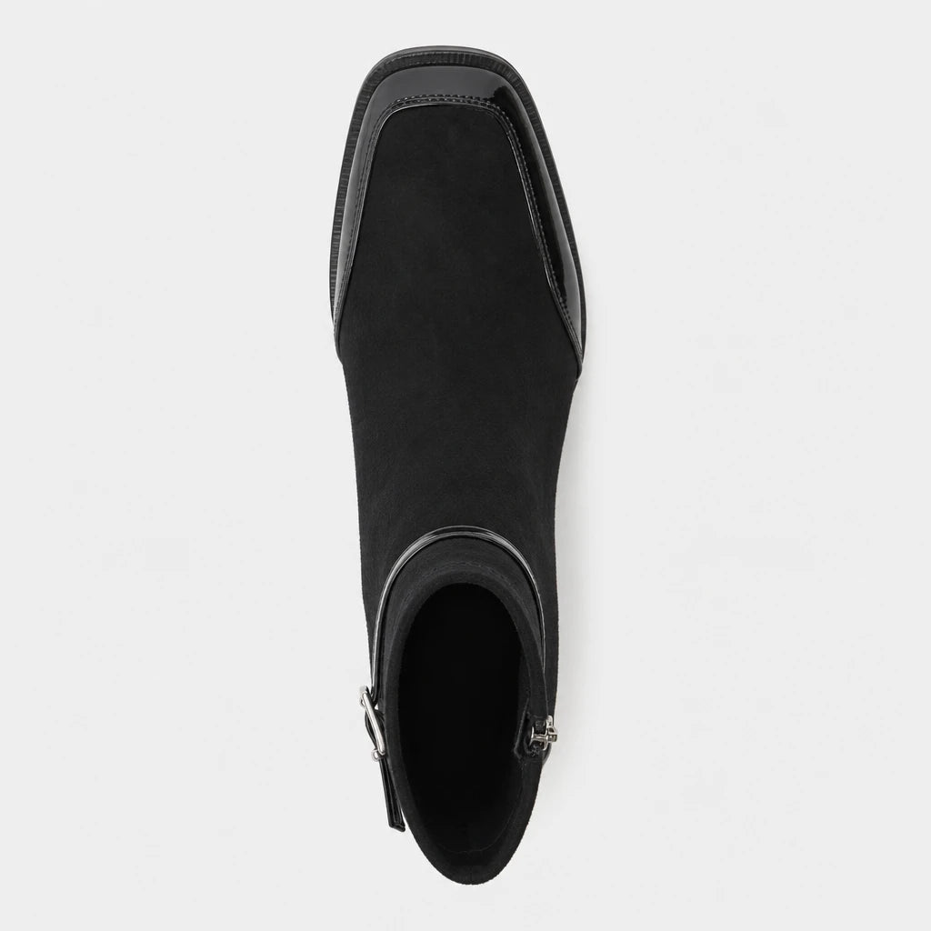 Boots Patent Leather Square Toe Block Heel