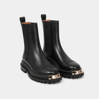 Boots Platform Gold Metal Toe Detail