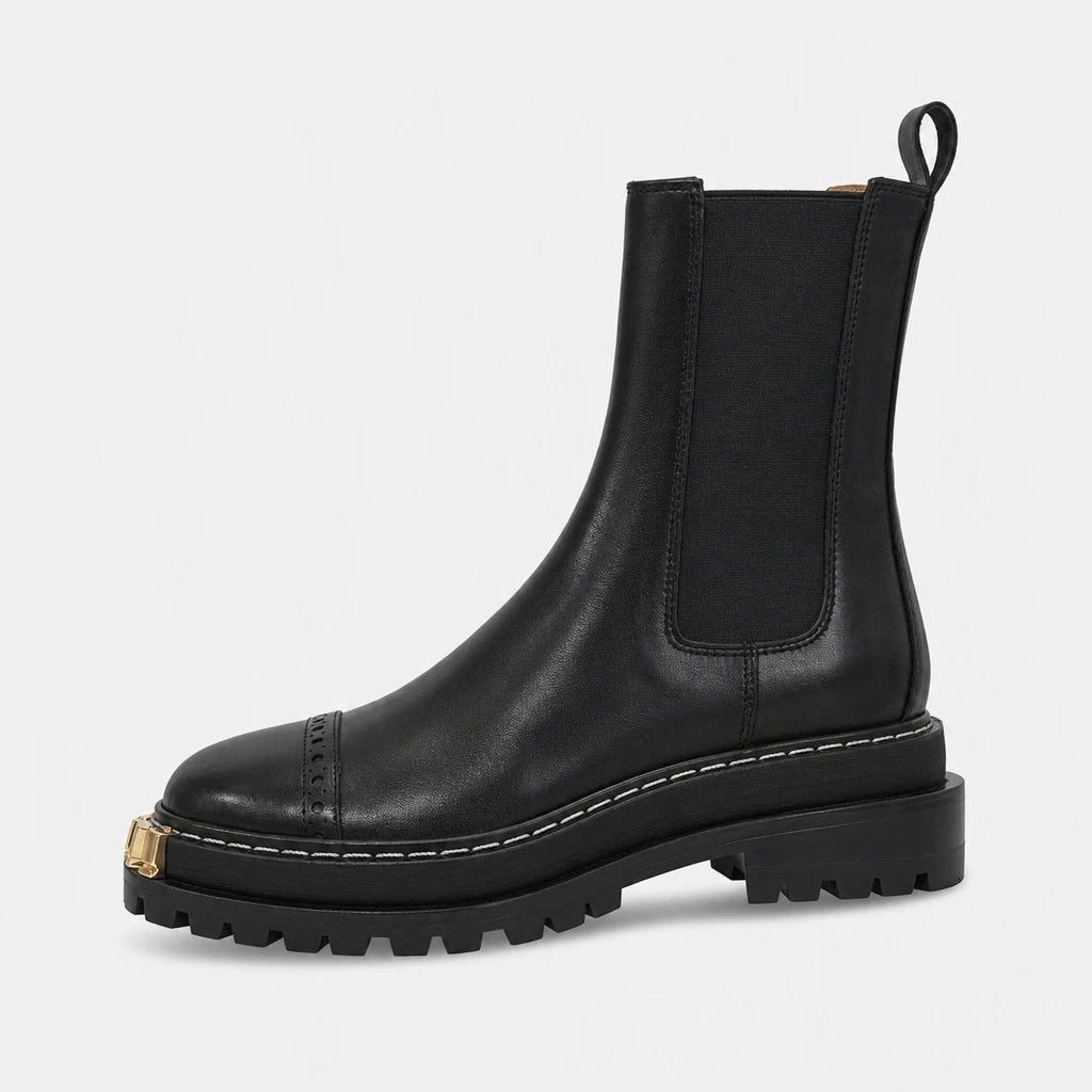 Boots Platform Gold Metal Toe Detail