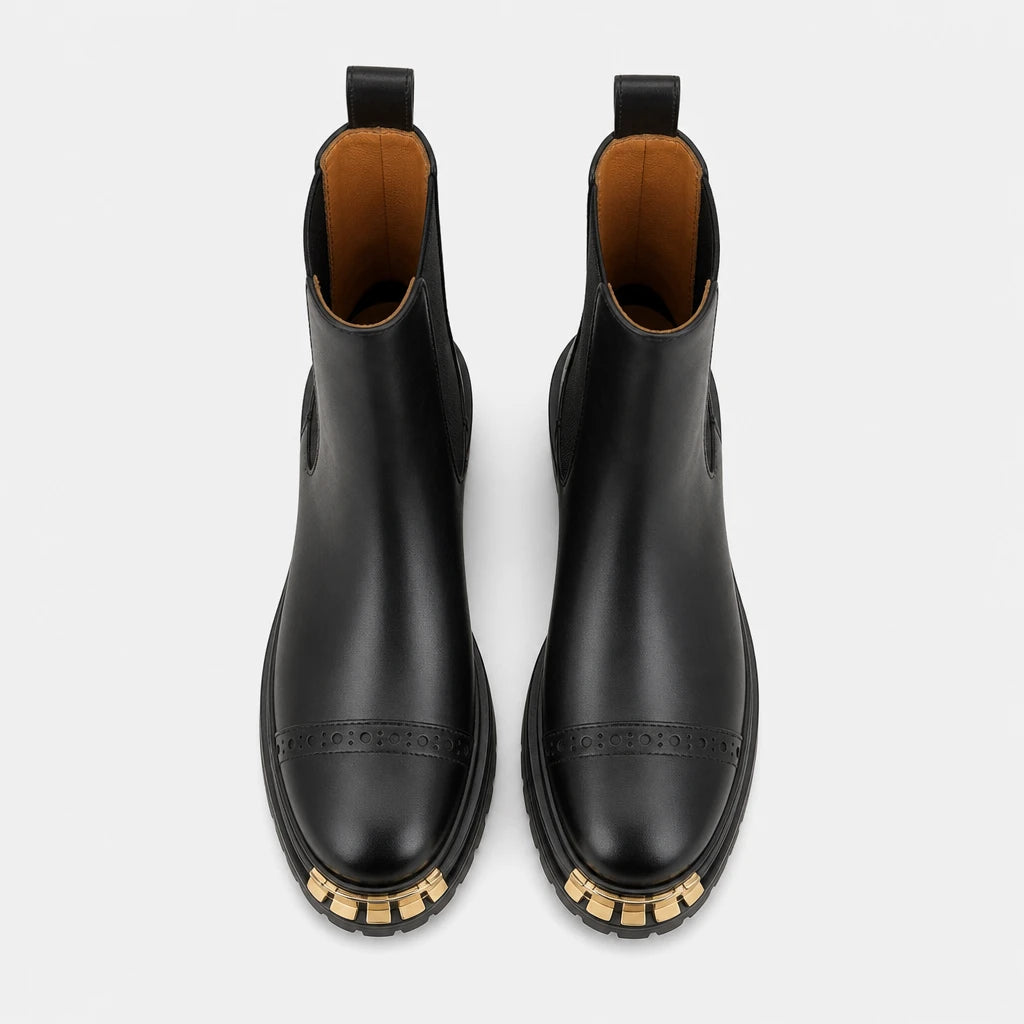 Boots Platform Gold Metal Toe Detail