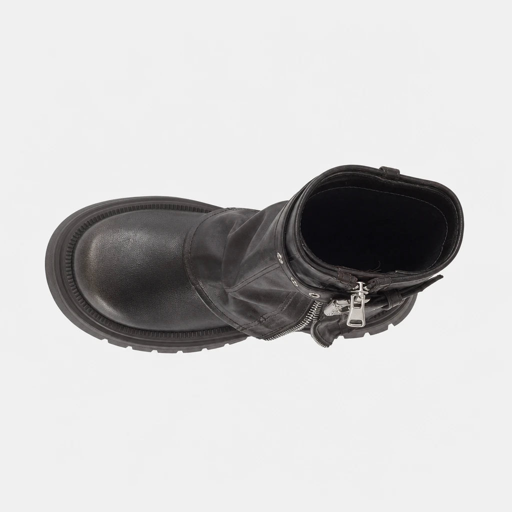 Boots Platform Lug Sole Belt Buckle