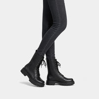 Boots PU Leather Black Mid-Calf