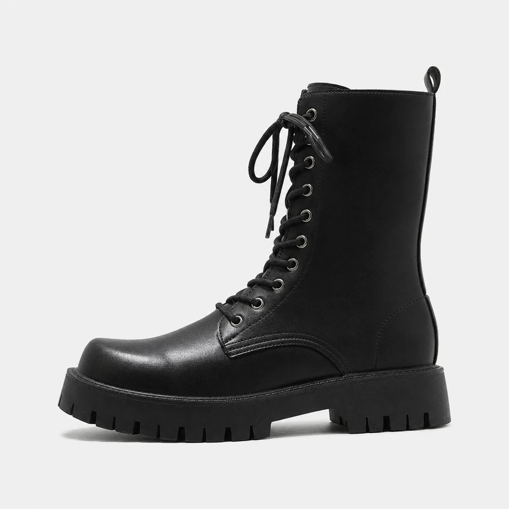 Boots PU Leather Black Mid-Calf