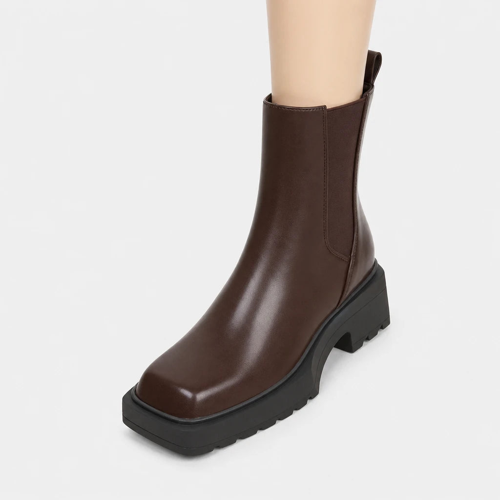 Boots Rubber Square Toe Platform