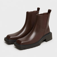 Boots Rubber Square Toe Platform