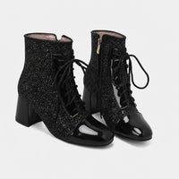 Boots Sequins Chunky Heel
