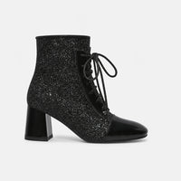 Boots Sequins Chunky Heel