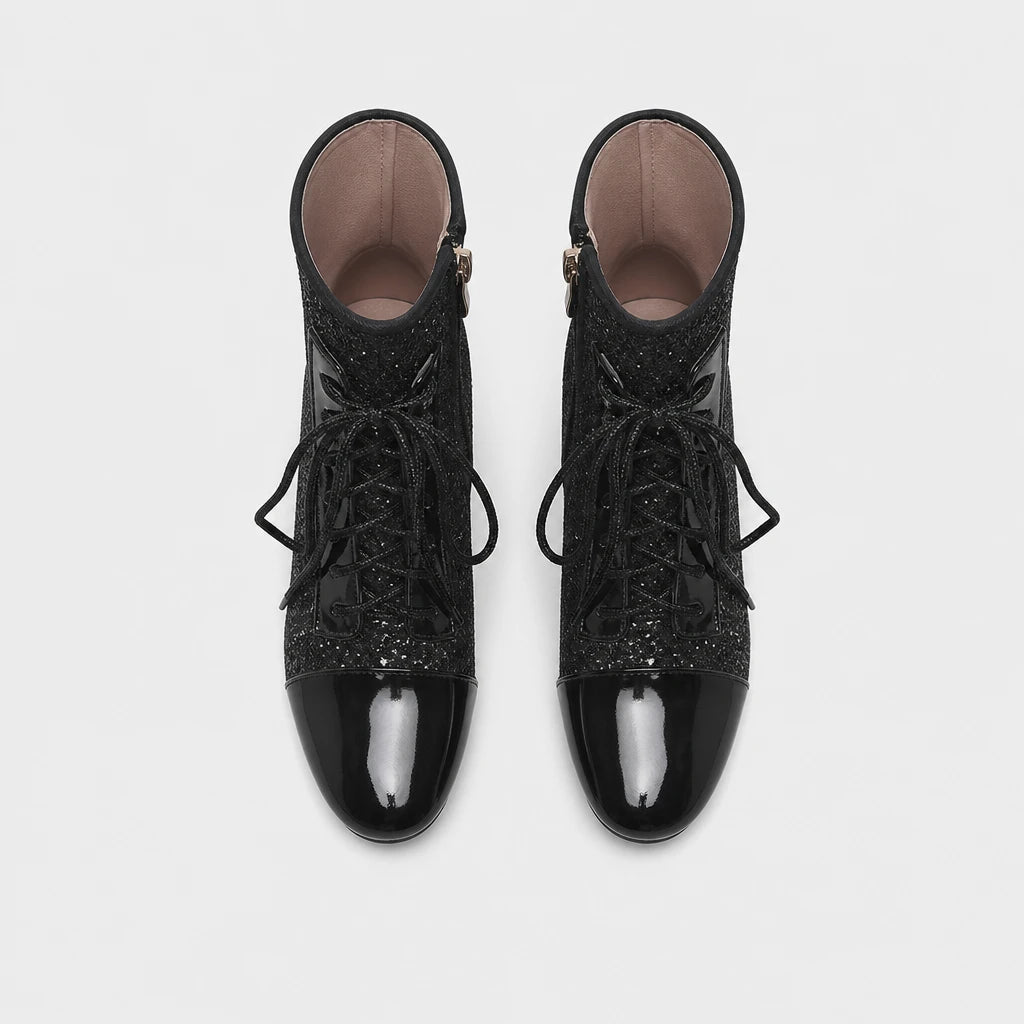 Boots Sequins Chunky Heel