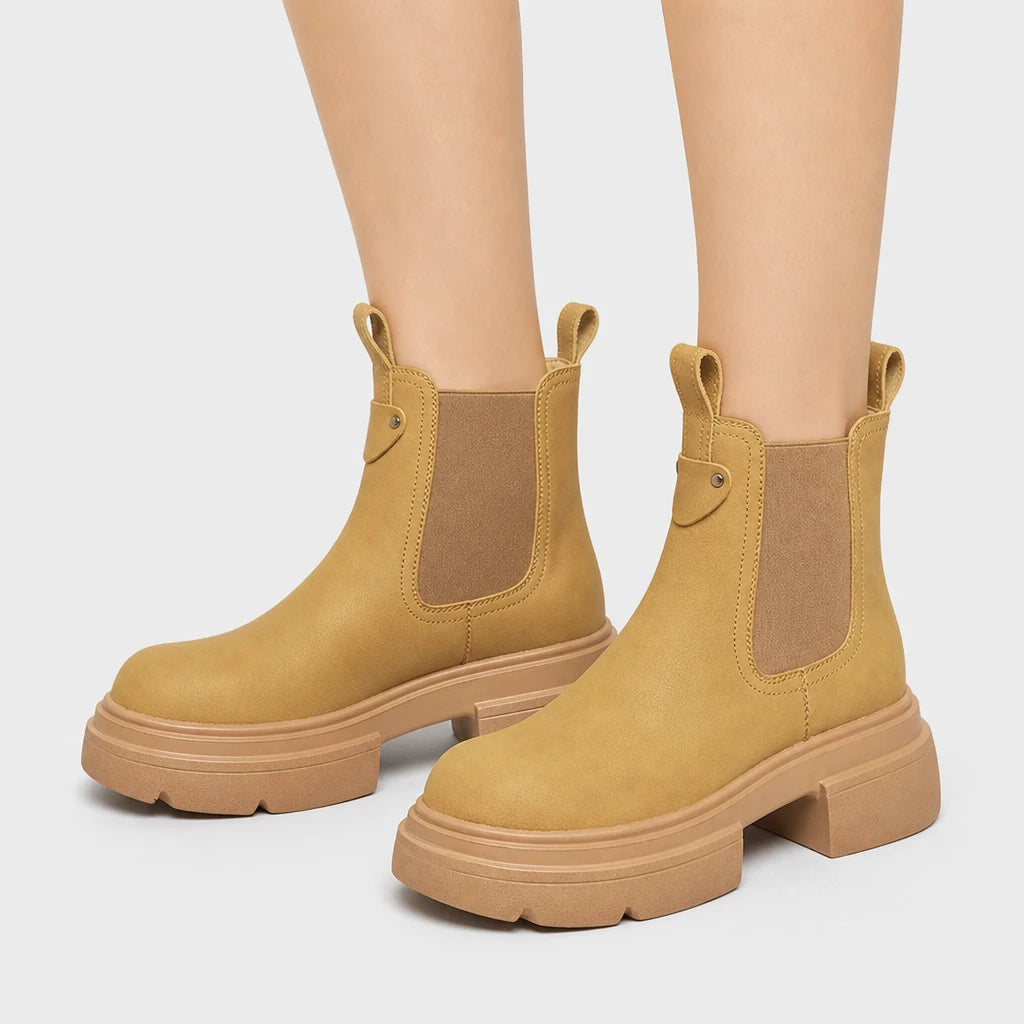 Boots Split Leather Chelsea Thick-Soled