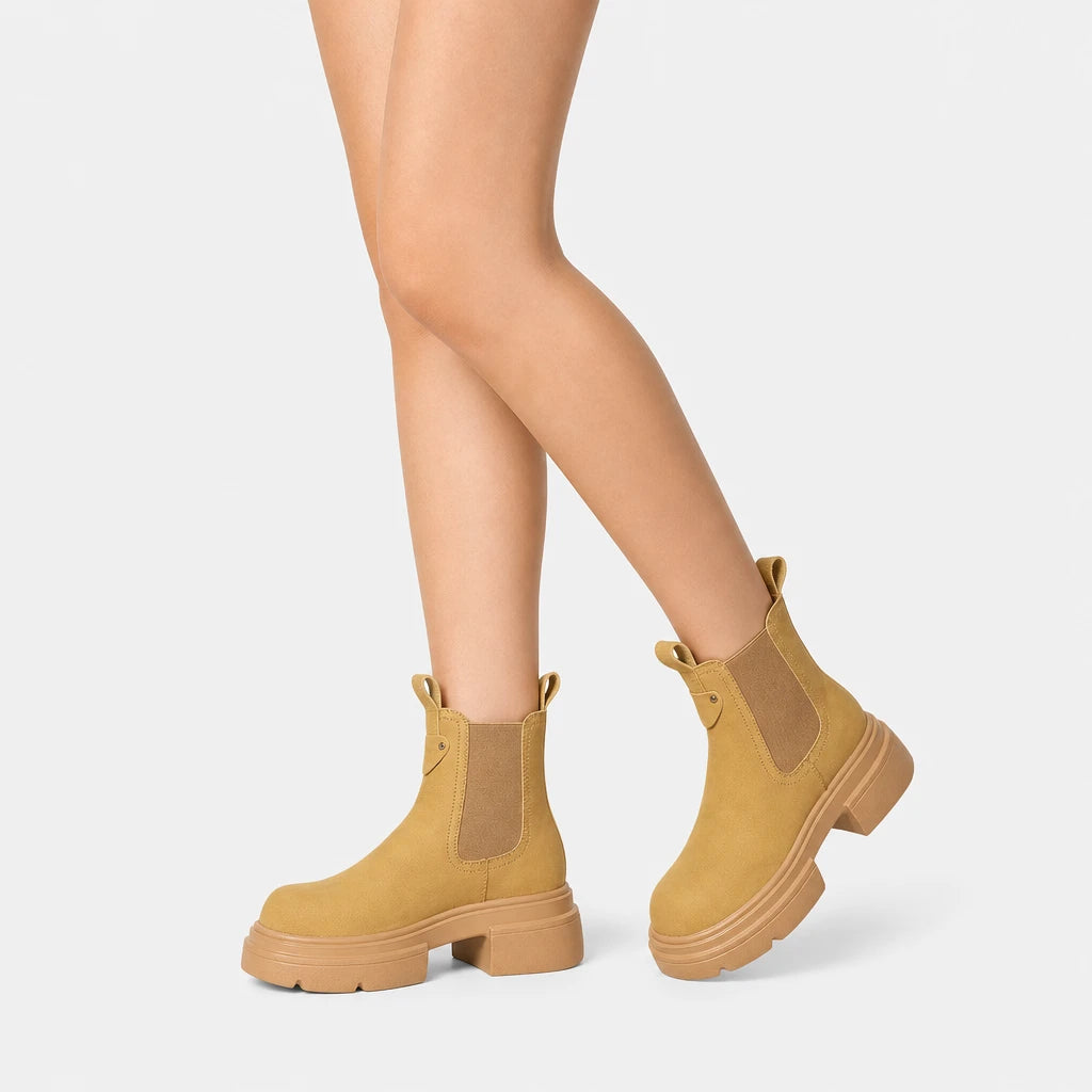 Boots Split Leather Chelsea Thick-Soled
