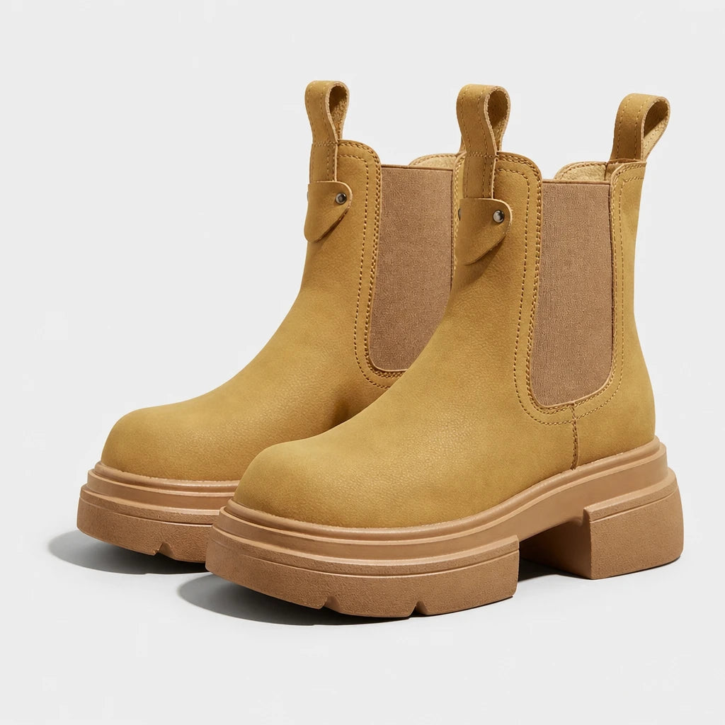 Boots Split Leather Chelsea Thick-Soled