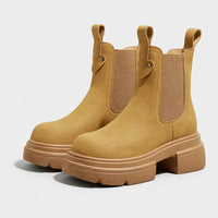 Boots Split Leather Chelsea Thick-Soled