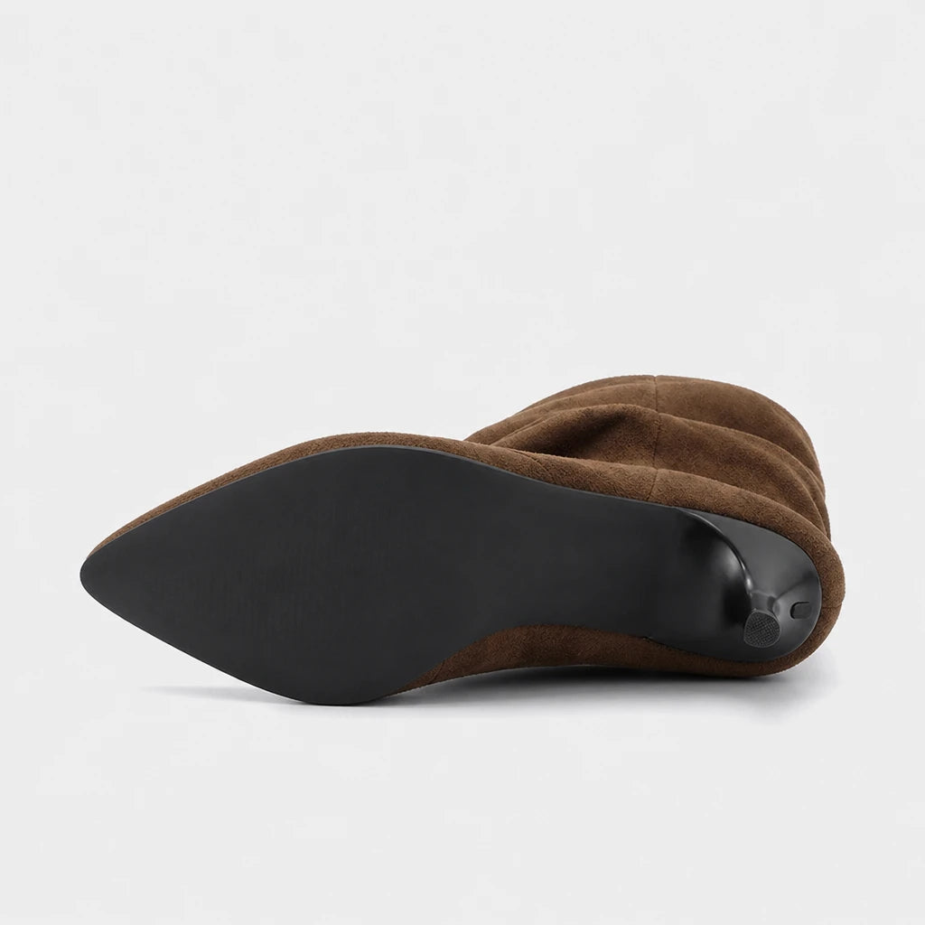 Boots Suede Brown Pleated