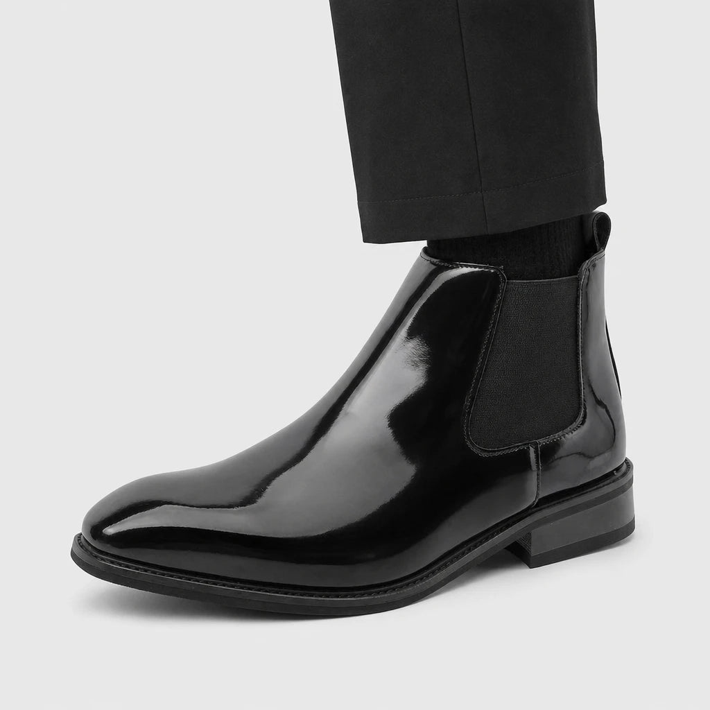 Boots Synthetic Patent Leather Black PU