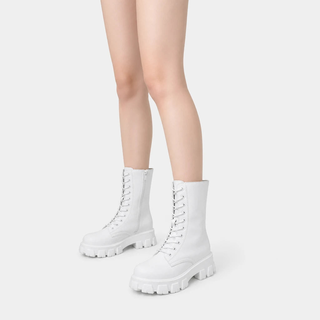 Boots White Lace-Up