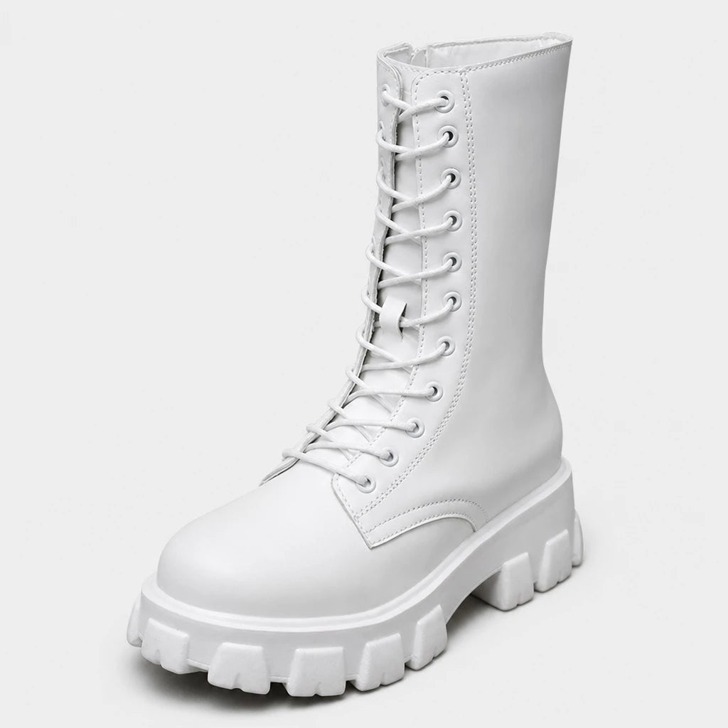 Boots White Lace-Up