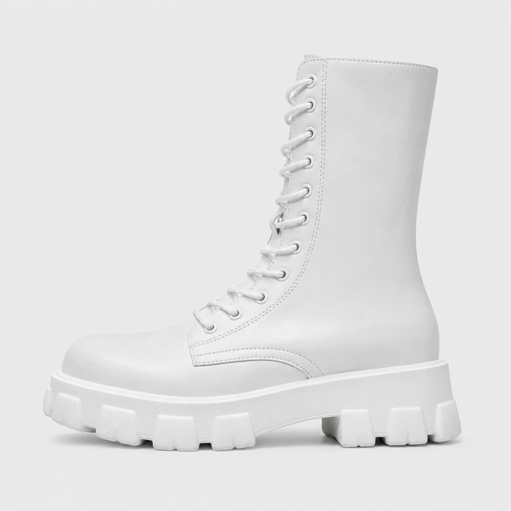 Boots White Lace-Up