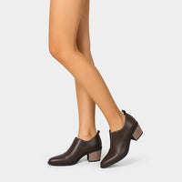 Brown Chunky Heel Chelsea Boots Pointed Toe