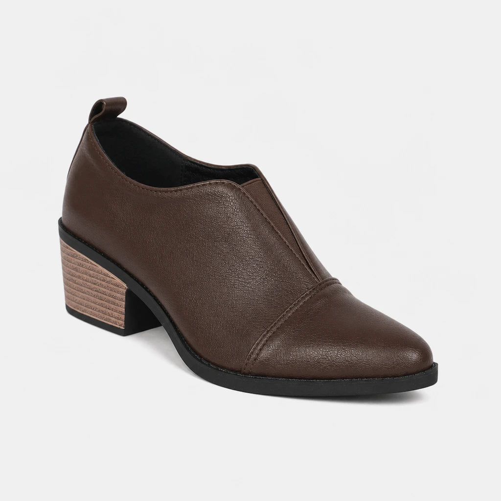 Brown Chunky Heel Chelsea Boots Pointed Toe