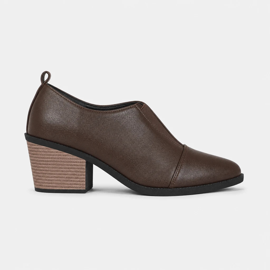 Brown Chunky Heel Chelsea Boots Pointed Toe