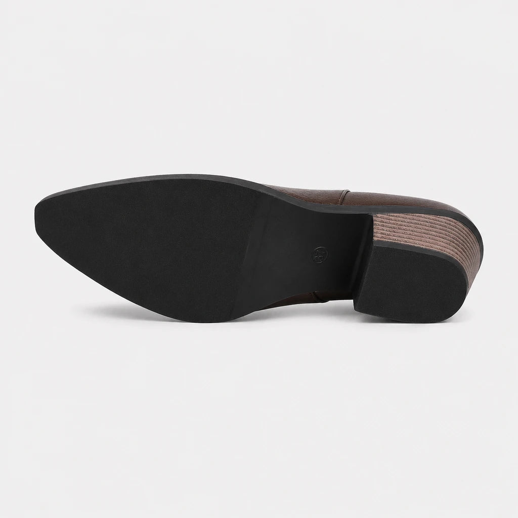 Brown Chunky Heel Chelsea Boots Pointed Toe